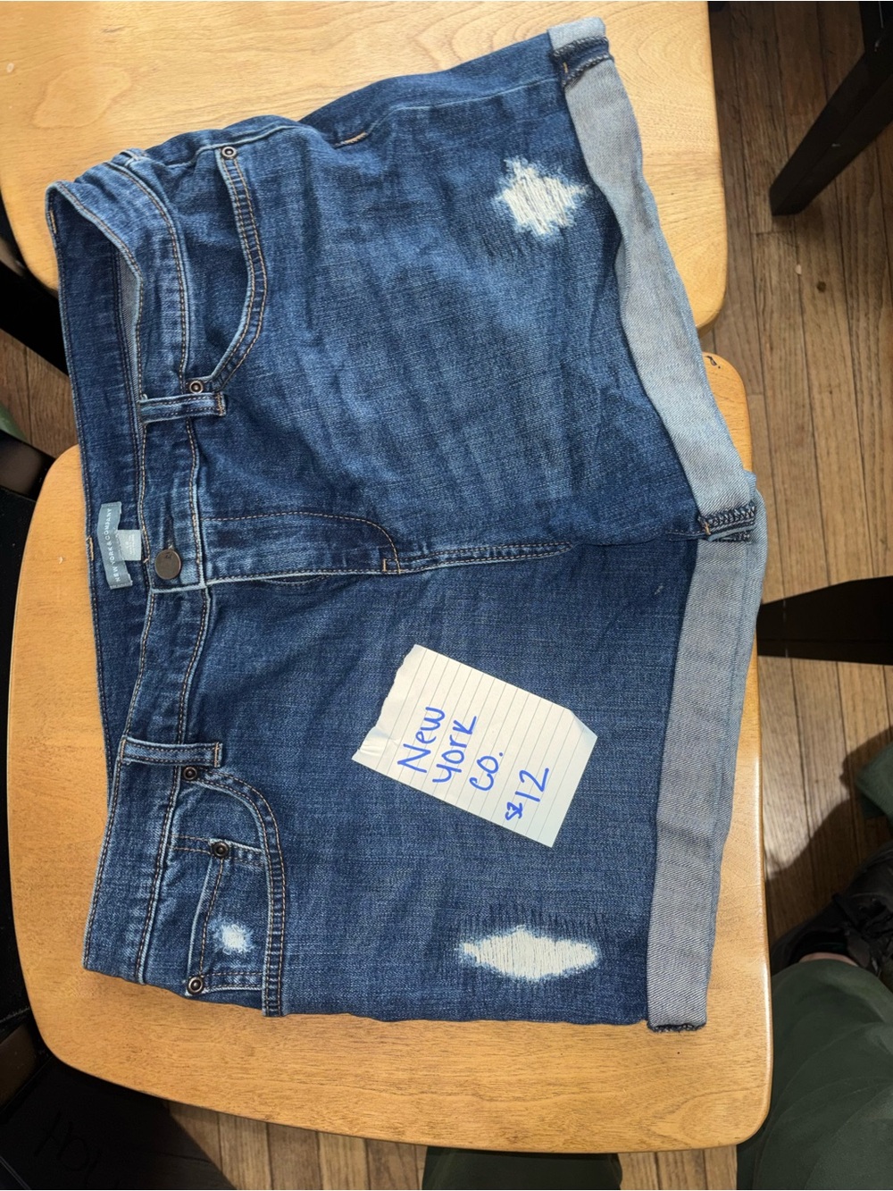 Denim shorts in Medium Blue with Cuffed Hem